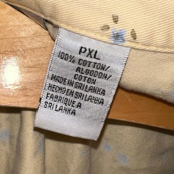 Vintage Villager Sport Petite Cream Floral Button Up Shirt Sz PXL - Picture 3 of 4